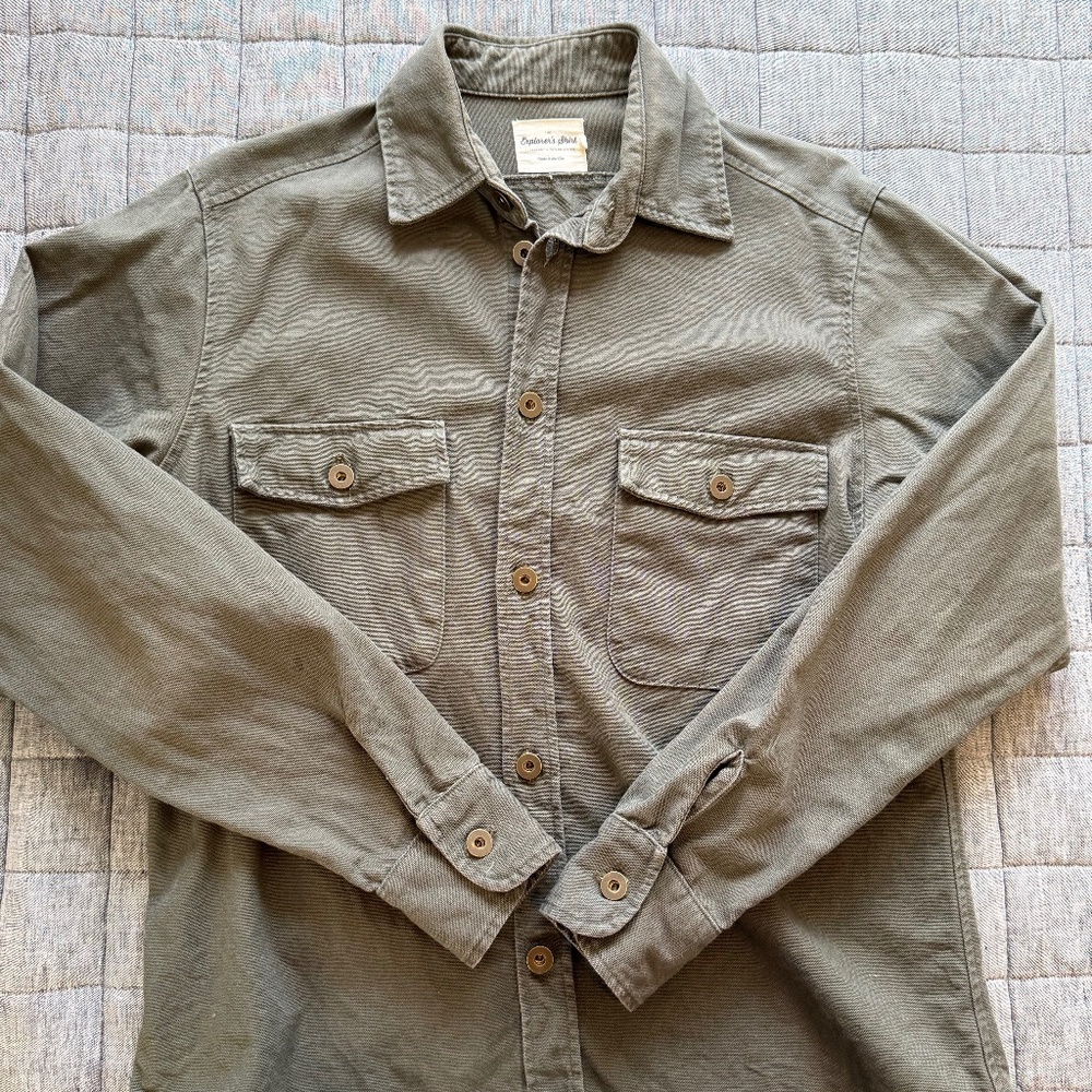 Huckberry x Taylor Stitch Explorer's Shirt Green - Heavy Canvas - Men's 42 Large